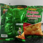 bombay-sweets-spicy-tomato-potato-crackers The back of the Bombay Sweets Potato Crackers package showing ingredients and company information.