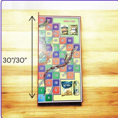 Close-up of a giant Ludo board (30"x30"), ideal for large group games and family entertainment.