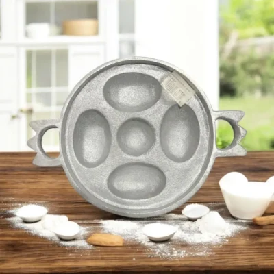 Appam Pan 5 Cavity Cast Iron - Pitha Maker Gas Stove Compatible | Traditional