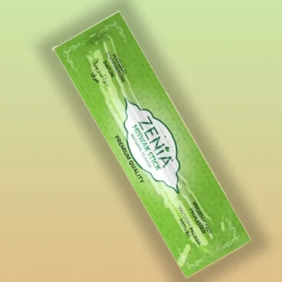 Premium quality Zenia Miswak Stick, a natural toothbrush, hygienically processed and vacuum packed for optimal use.