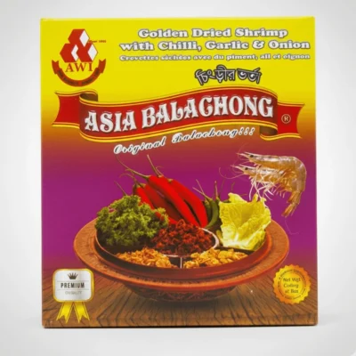 AWI Asia Balachong Original, Golden Dried Shrimp with Chili, Garlic, & Onion, a premium spicy relish.