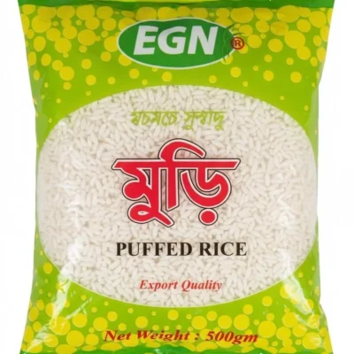 EGN Puffed Rice (Muri), export quality, 500g bag, front view.