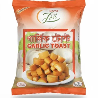 Fest Utera Garlic Toast biscuits, crispy savory snack in a white and orange bag, Export Quality.