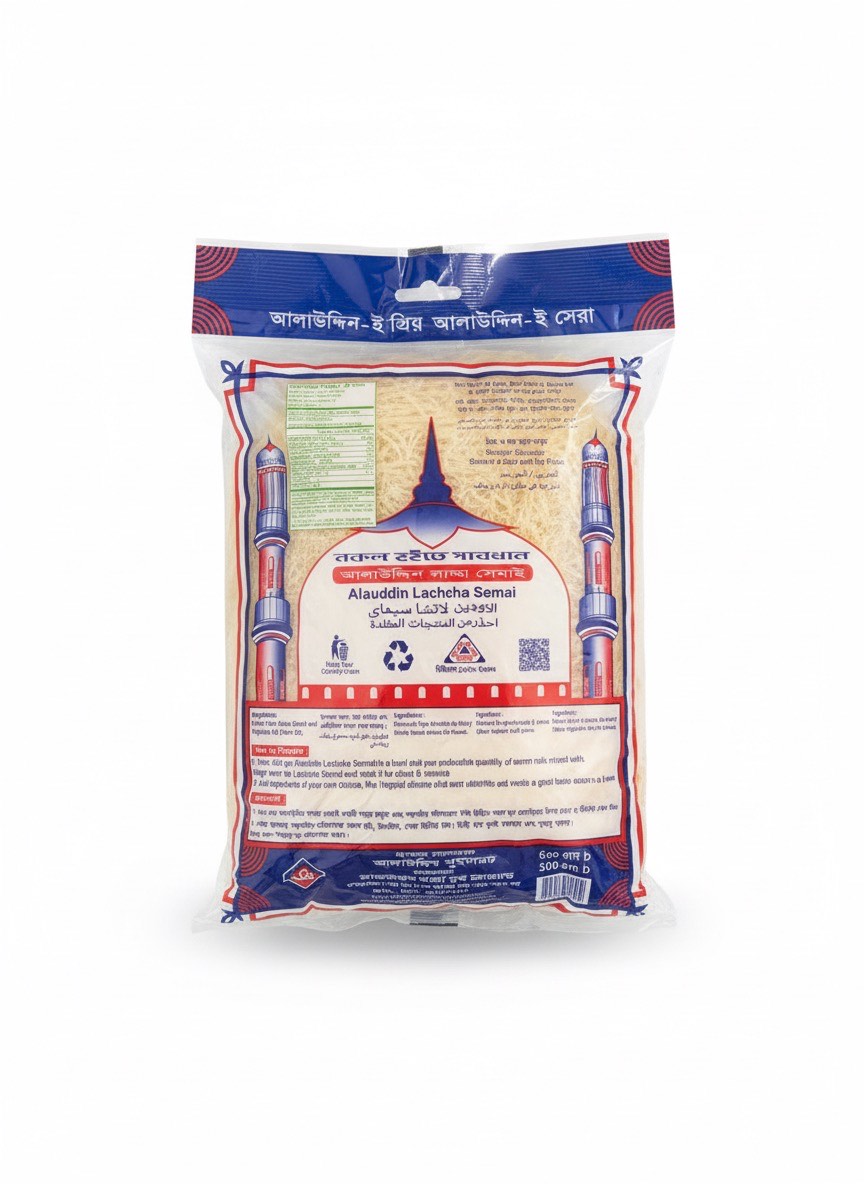 alauddin-sweet-vermicelli-mithai-shemai-bag-front Alauddin Lachcha Semai Back, Savory Thin Vermicelli, 500g