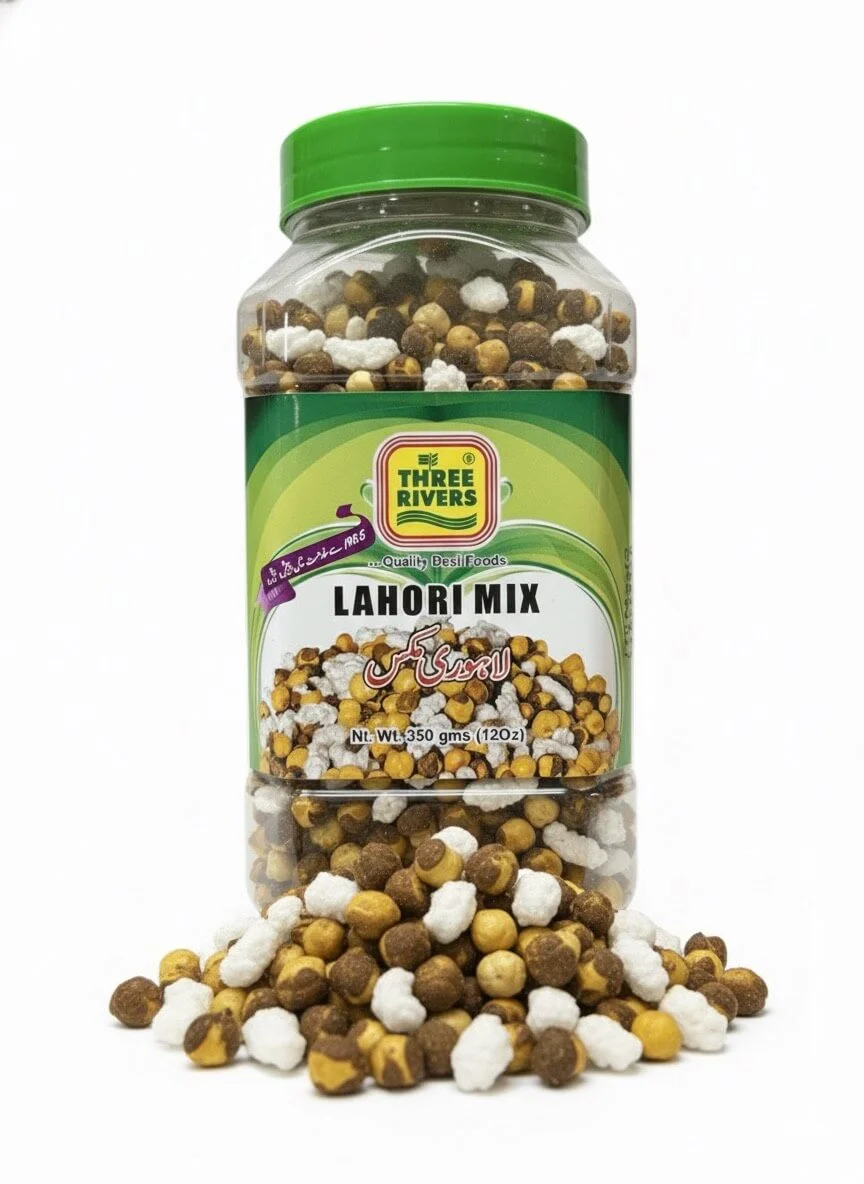 lahori-mix-three-rivers-spilled-product-350g Lahori Mix Spilled Snack, Three Rivers Brand, Roasted Chickpeas