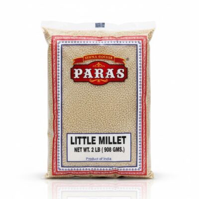 2 lb bag of Paras Little Millet (Kutki) featuring a red decorative border and "Product of India" label.