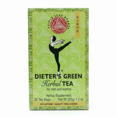 Vertical view of Triple Leaf Brand Dieter's Green Herbal Tea box for men and women.